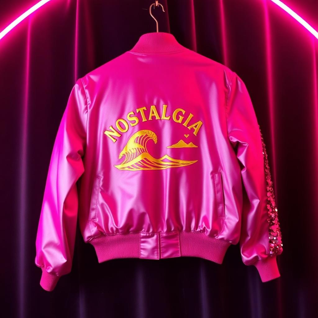 Pink · Festival Bomber w/ Sequin Sleeve — Nostalgia Waves official merch
